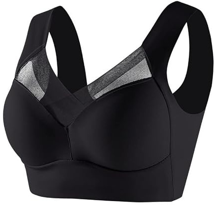 Sport Bras for Women UK Plus Size Push Up Wide Straps Lace Mesh V Neck Seamless Non Wired Comfort Everyday Bra Workout Fitness Exercise Yoga Crop Tops Vest Full Coverage Padded Wireless Bra Sale