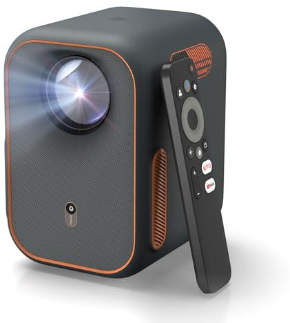 WEMAX Mini Beamer【Netflix Zertifiziert & Google TV】 Tragbarer Projektor【4K Unterstützung & 1080P Native】 Smart Beamer mit Dolby Audio, Video Beamer Handy mit WiFi Bluetooth für Heimkino, Outdoor