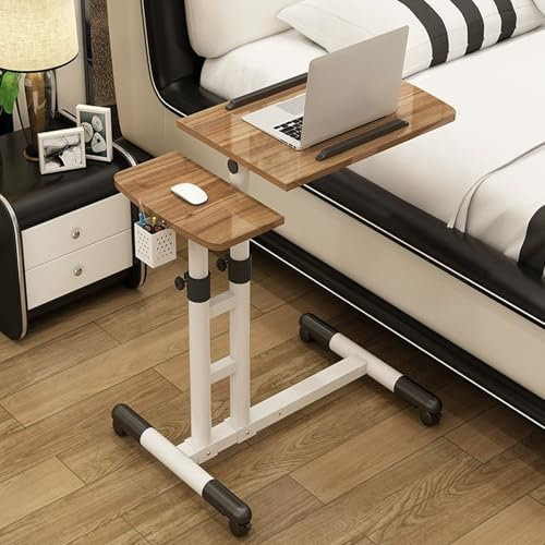 DSEWTEZXI Höhenverstellbar Schlafzimmer Rollen beistelltisch, Couch betttisch auf Rollen, Krankenhaus laptoptisch, büro beistelltisch, mobiler Schreibtisch mit Rollen, beistelltische fürs Wohnzimmer.