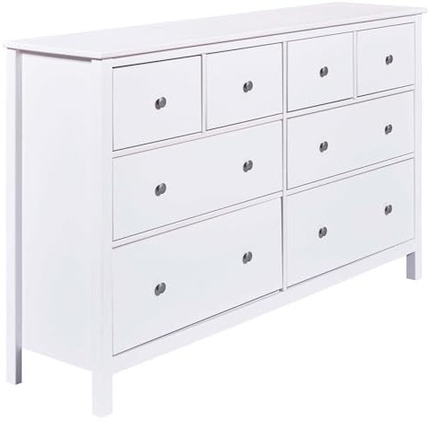 Generisch Kommode - 160 x 96 cm - 8 Schubladen - Weiß - Kiefernholz massiv