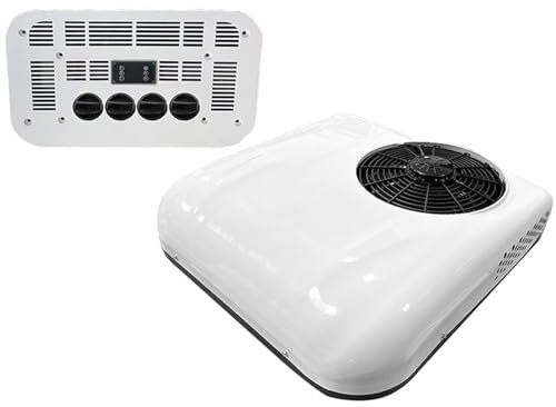 Electric 12V Parking Rooftop RV Air Conditioner 8800BTU DC Air Conditioner 12 volt ac unit for RV Motorhome Camper Van Boat Trailers (12V)