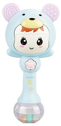 KIMISS Baby Soft Rattles, & Plush Rings Shaker E Ic Music Rattle Toy Cartoon Educational Electronic Cute Infant Shaking Hand Bells Newborn Green (Blue)