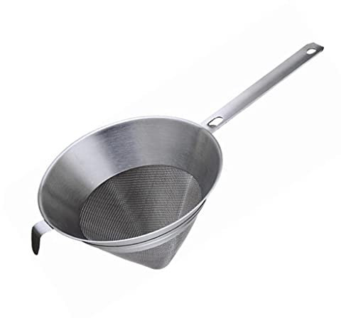 Chip Pan Basket Round Drainer with Handle Cone Skimmer Spoon Stainless Steel Colander Skimmer Frying Basket Suitable for Everyday French Fries Chicken Wings Meat Fryer Basket