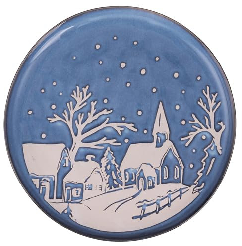 Set 6 Piatto da portata in gres 28,5 cm, decoro natalizio, Winter Village