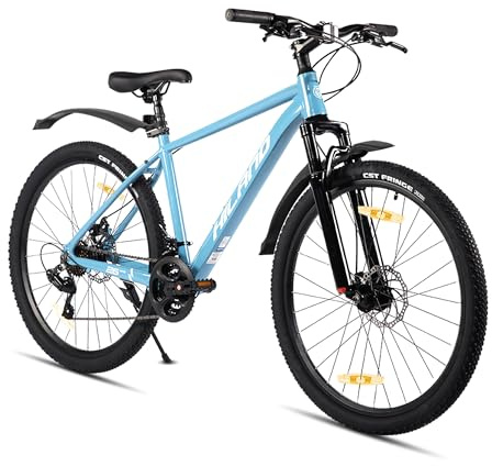 HILAND 26/27,5 Zoll Mountainbike für Frauen Männer Erwachsene, 21 Gang MTB mit Aluminiumrahmen, Doppelscheibenbremsen, Herren und Damen Mountainbike, Schwarz/Grün/Blau/Lila
