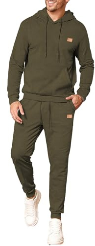 JMIERR Herren 2 Pcs Sweatsuit Outfits Hoodie Sweatpants Set | Textur Sweatshirt & Joggers, Fall Sportanzug, Elastische Manschettiert Hoodie Sweatpants