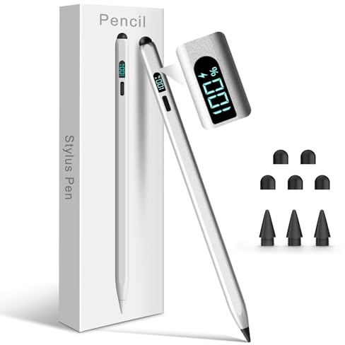 Styluslink Penna 2 in 1 per iPad, pennino capacitivo per iPad 2025-2018, 13 min. Ricarica rapida Pencil Pro USB-C Rifiuto palmo/Sensibilità di inclinazione, compatibile con i-pad 6-11, Air3-5/Mini7/6