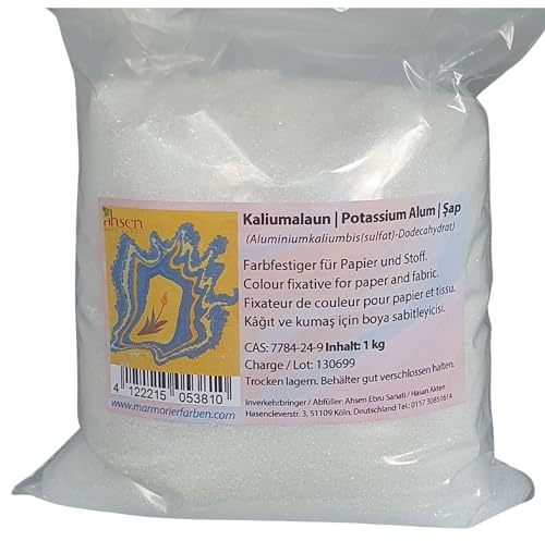 Ahsen Ebru - Alun (sulfate d'aluminium de potassium) 1 kg - Fixateur pour tissus, pré-traitement textile et Ebru sur tissu