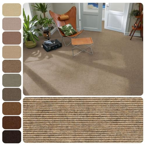 Tretford Interland Teppich Teppichboden Meterware Auslegware | Farbwelt beige, 2m breit, 555 Gobi, 480x200cm