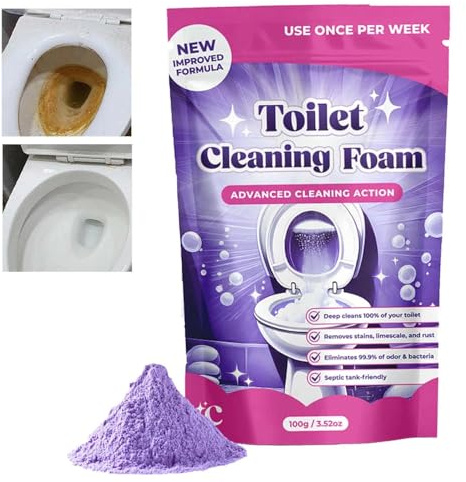 Toilet Cleaner Powder, Touch-Free Fizzy Foam Limescale Remover, Toilet Bowl Cleaning Foaming Powder for Stains and Odor