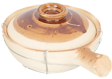 Tofficu Olla de Cerámica y Resistente a Altas Temperaturas Fácil de Limpiar Cazuela de Barro Mango Único 0.8l para Cocinar en Casa