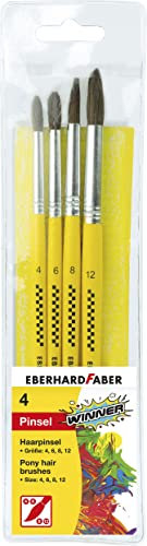 Eberhard Faber 579922 - Pinceau à poils Winner, set de 4 tailles de pinceaux, pinceaux ronds pour de nombreuses techniques de dessin et de peinture sur différents supports de peinture