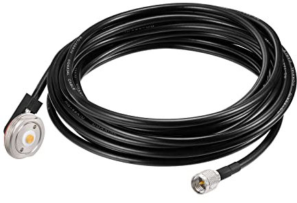 Eightwood NMO 3/4 inch Mount to Mini-UHF Male Extension Cable RG58 16.4 feet for Two-Way CB Radio, Radio Antenna, Radio Scanner