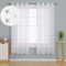 Deconovo Voile Gardinen mit Ösen Bestickte Vorhänge Vorhang Transparent Vorhang Leinenoptik Stern, 180x140 cm(HöhexBreite), Hellgrau, 2er Set