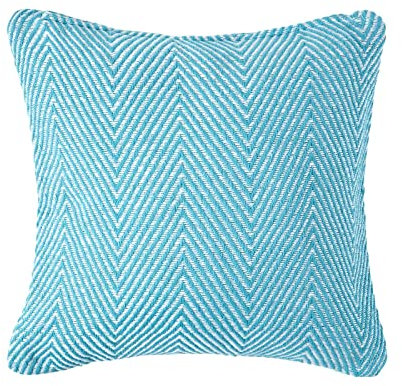 Homescapes Kissenhülle Halden mit Chevron-Muster, türkiser Zierkissenbezug 60 x 60 cm für Deko-Kissen aus 100% Baumwolle mit Reißverschluss