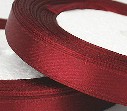 25 Yards / 23 Meters of Satin Ribbon 10mm for Gifts Wrap Sew Party, Decorations Events Dress Wedding Christmas Crafts, Bows Car, Floral Balloons Hairs, DIY, Bouquets, Cake More (Burgundy)