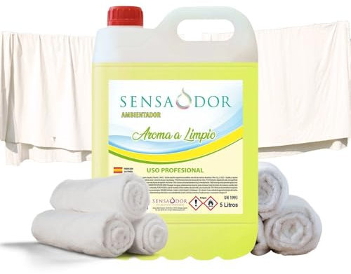 Ambientador Aroma a Limpio SENSAODOR, 5 Litros, Verde Claro, Garrafa, Profesional, Empresas, Negocio, Limpieza, Neutralizador, Quitaolor, Buen olor, Aromatizador