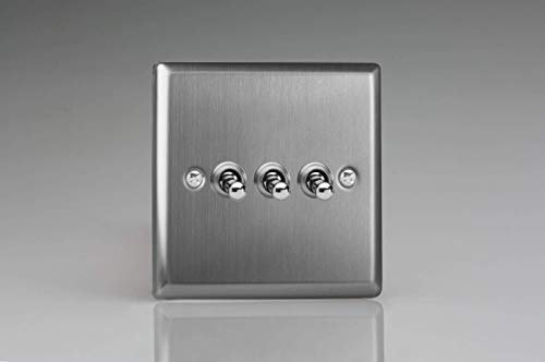 Varilight Interrupteur à bascule 3 voies 10 A 1 ou 2 voies en acier brossé