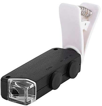 60X-100X Obiettivo a clip per microscopio con zoom ottico, microscopio a lente di ingrandimento a clip a LED per smart phone, 60x LED a clip per cellulare su microscopio, lente d'ingrandimento per gio