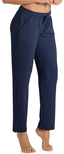 icyzone Femme Pantalons de Jogging Décontracté Pantalon de Sport avec Poches, Longue Jogger Pants (M, Bleu foncé)