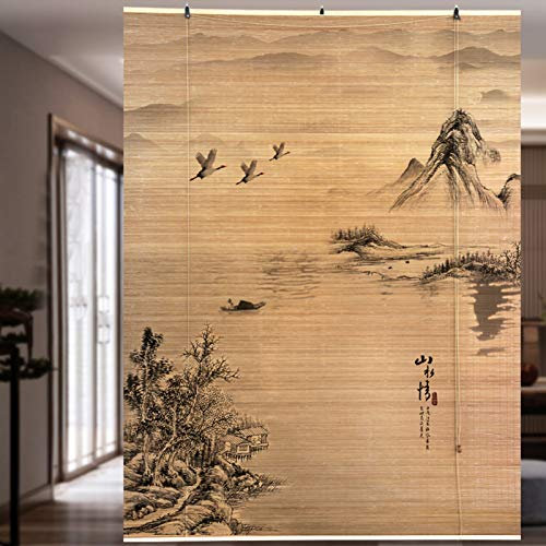 Lqdp Rollo Rollos Bambus-Rollläden EIN Hübsch Gemusterter Rollvorhang im Japanischen Stil für die Galerie-Teestube, 60/80/100/120 cm Breit (Color : WxH, Size : 60x80cm/23.6x31.5in)