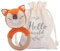 Youuys Babyrassel Gehäkelte Holz Häkeln Tiere Greifling Baby Holz Rassel Baby mit Sound Handmade Rassel für Neugeborenes Baby Geschenk Junge und Mädchen Geschenk zur Geburt (Fuchs)