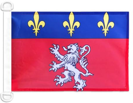 AZ FLAG - Drapeau Province du Lyonnais - 45x30 cm - Pavillon Nautique De Lyon Spécial Bateau Et Extérieur en Maille Bloquée avec Anneaux Plastiques Intégrés - 30g