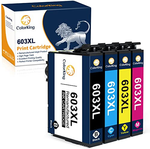 ColorKing Tintenpatrone Kompatibel für Epson 603XL Kompatibel für Epson XP-2100 XP-2105 XP-3100 XP-3105 XP-4100 XP-4105 Workforce WF-2810 WF-2830 WF-2835 WF-2850 (1 Schwarz, 1Cyan, 1Gelb, 1Magenta)