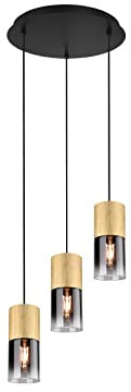 3-flammige Pendelleuchte Ø 37cm mit Rauchglas - Messing Lampenschirmen