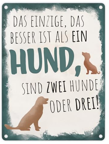 Lustiger Spruch für Hundebesitzer Metallschild in 15x20 cm für Hundehalter die mehr als einen Hund besitzen und von den flauschigen Vierbeinern einfach nicht genug bekommen können