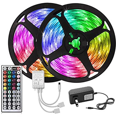 Like A Breeze 30M Led tiras 5050 RGB 44 LED de la tecla de control televisión BackLight franja de sobremesa pared del sitio de 2 0M 25M Luces e Iluminación LED de enchufe for EE.UU. AU Reino Unido de