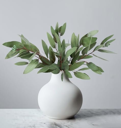 Künstliche Eukalyptusblätter, Stängel mit Samen, 78.9 cm hoch, künstliche Samen, Blätter, Olivenzweige, künstliche Grünpflanze, Stiele für Hochzeit, Blumenstrauß, Vase, Dekoration, 3 Stück