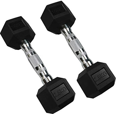 RPM Power Hex Dumbbells - Sold in Pairs - Rubber Encased Cast Iron Hexagonal Dumbbells for Home Gym & Commercial Gyms (2.5kg Pair)