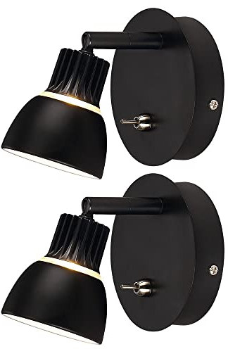 etc-shop Wandleuchte Wandlampe Designleuchte Spotstrahler schwarz verstellbar, Metall, 1x LED 3 Watt 295Lumen warmweiß, DxH 9x10 cm, 2er Set