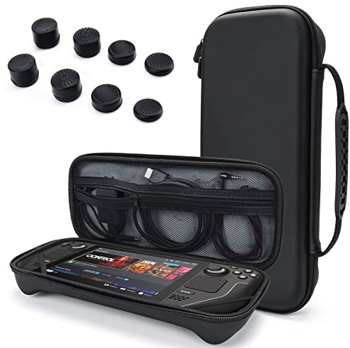 DLseego Tragetasche Kompatibel mit Valve Steam Deck, Harte Tragbare Schützende Hülle 8 Joystick-Kappe, Reisetasche für Steam Deck Konsole und Spiele Zubehör-Schwarz