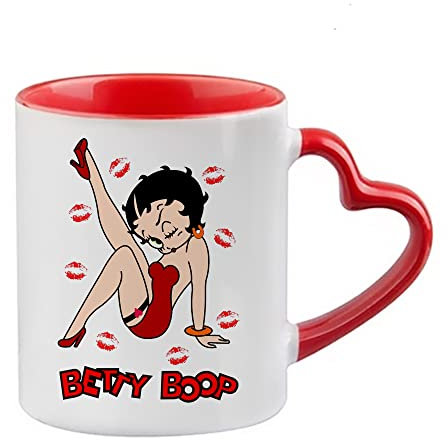 Giftme Betty Tasse en céramique avec poignée en forme de cœur pour anniversaire, Noël, 325 ml (rouge)
