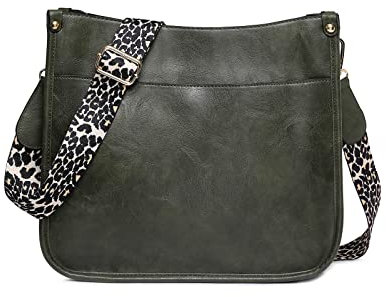 NICOLE & DORIS Frauen Umhängetasche Damen Handtasche Schultertasche Leder PU Satchel Tasche Multi-Pocket Crossbody Bag Damen Messenger Bag Shopper Tragetasche Dunkelgrün