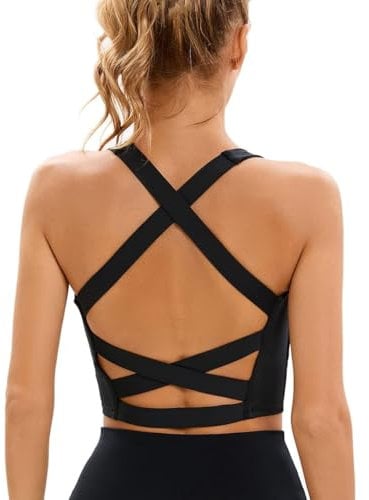 Sport-BHS für Damen, sexy, überkreuzter Rücken, gepolsterter Träger-Sport-BH, Yoga-BH für Damen, Workout-Tanktops