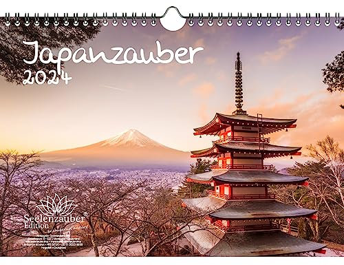 Japanzauber DIN A4 Kalender für 2024 Tokio Urlaub Reise Japan Land - Geschenkset Inhalt: 1x Kalender, 1x Weihnachts- und 1x Grußkarte (insgesamt 3 Teile)