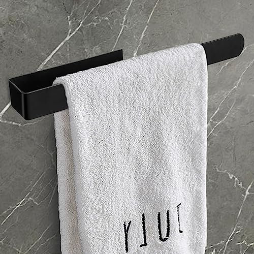 Porte-Serviettes Auto-Adhésif, sans Perçage Support de Serviettes en Acier Inoxydable, Barres Porte Torchon Montage Mural pour Salle de Bain Cuisine Hôtel Accessoire, Noir