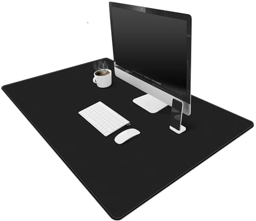 Vyaaa Schreibtischunterlage PU Leder, 100 x 60cm Tischunterlage, Multifunktionales Laptop Mousepad, Schreibtischmatte für Büro und Zuhause (Schwarz)