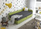 ALTDECOR Boxspringbett mit H3-Matratze (20 cm hoch) mit Bonellfederung + PUR, Einzelbett mit Bettkasten - Öffnung RECHTS - Uni - 100x200 - Grau/Grün