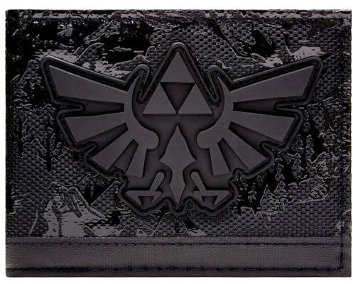 Hyrule Zelda Triforce Gomma Castello Regno Mappa Portafoglio/Bi-Pieghevole ID & Porta-Carte, Nero
