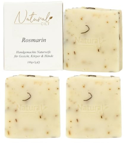 3x Natural Cilt Rosmarin Seife - 100% Naturseife - ohne bedenkliche Inhaltsstoffe - Zertifiziert - Handgemacht - Duschseife für alle Hauttypen - Duschgel - Naturkosmetik