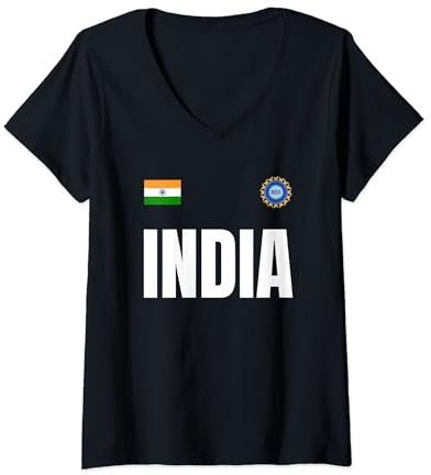 Indien Cricket Team Trikot T-Shirt mit V-Ausschnitt