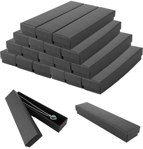 MUXHEL 20 Stück Karton Schmuckschachtel, 25 x 5 x 3cm Schmuck Geschenkbox mit Schwamm, Halskette Geschenkbox für Armbänder Halskette