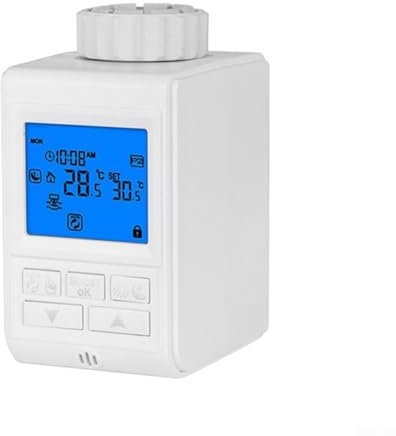 Zoegneer Radiator Thermostat, Blue Backlight Smart Thermostat, Thermostatic Radiator Valves For Heating Radiator, White