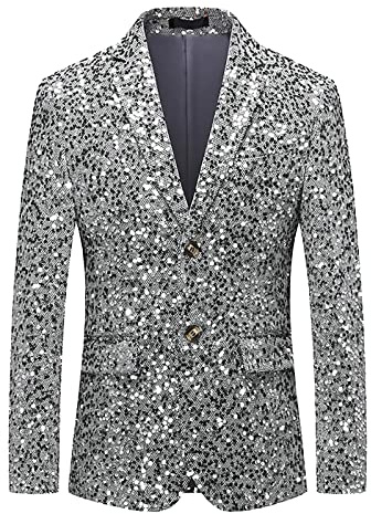 Glitzer Anzug Herren Regular Fit ,Pailletten Blazer Herren Langarm,Sakko Herren Glänzende Anzugjacket Festlich Mantel Sequins Paillettenanzüge Männer Goldener Anzugjacken für Party Karneval Kostüm