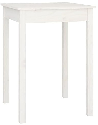 vidaXL Mesa de Comedor Cocina Mostrador Restaurante Cafetería Bistró Salón Sala de Estar Muebles Mobiliario Madera Maciza de Pino Blanca 55x55x75 cm