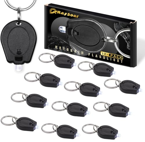 RaySoar 12 Pack Ultra Bright Mini LED Keychain Flashlight, Small Key Ring Flashlight, Portable LED Keychain Light